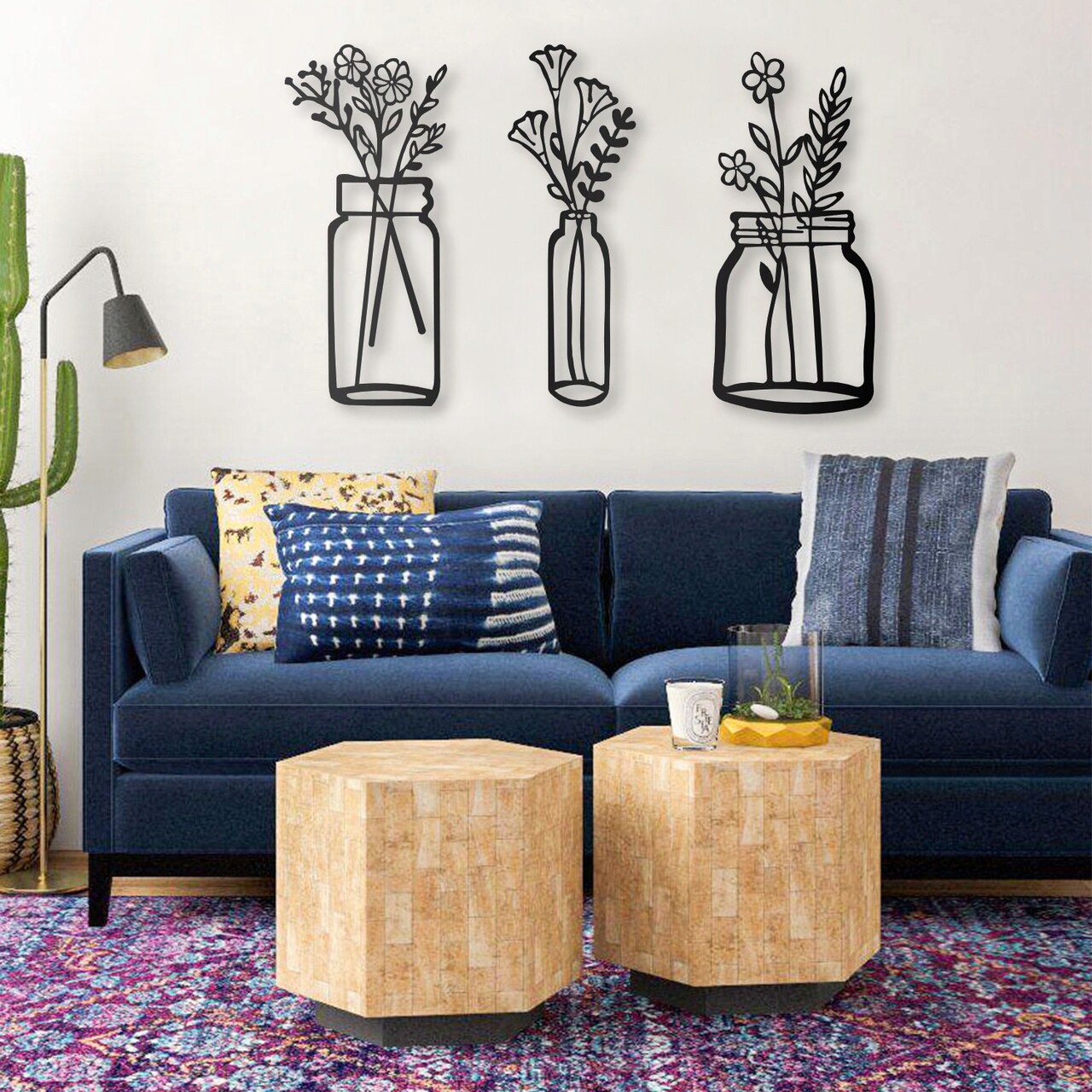 Decoratiune de perete, Life İn The Vases, Dimensiune: 112 x 70 cm , Negru - imagine 6